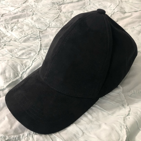 black suede baseball cap